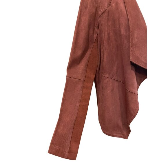 BB Dakota by Steve Madden Faux Suede Open Front Waterfall Jacket  Draped Collar - Picture 6 of 9